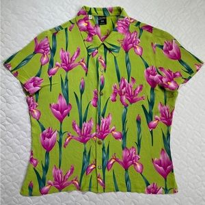 Jean Paul Gaultier JPG Homme Tulip Dress Shirt Green/Multi Size S